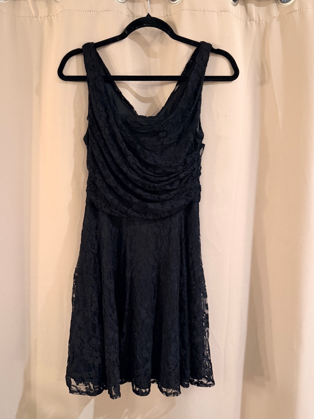 Express Black Lace Cowl Neck Mini Dress